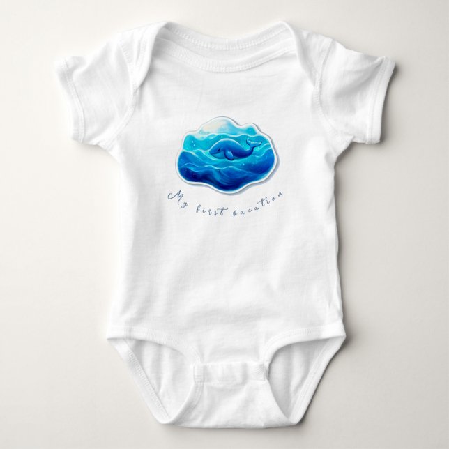 Body Para Bebê Cute Blue Whale (Frente)