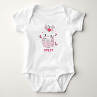 Body Para Bebê Cute Bunny in Pink Cherry Pocket - Sweet Kawaii Il