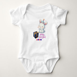 Body Para Bebê Cute Bunny New Year Baby Bodysuit – 2026 Celebrati