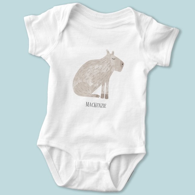 Body Para Bebê Cute Capybara Personalizada (Cute capybara personalized name baby bodysuit)