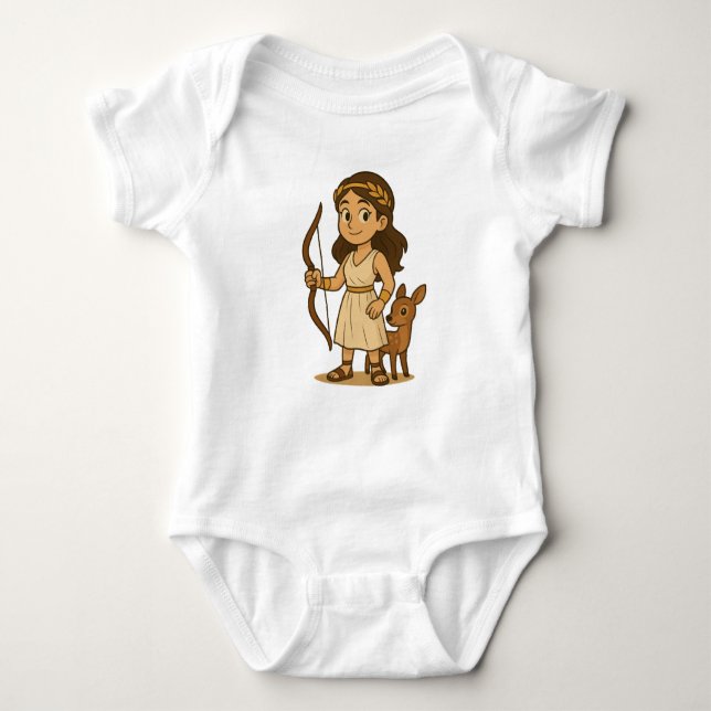Body Para Bebê Cute Cartoon Artemis Baby Bodysuit | Greek Goddess (Frente)