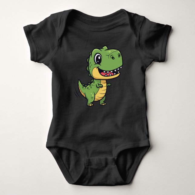 Body Para Bebê Cute Cartoon T-Rex Dinosaur Baby Bodysuit (Frente)