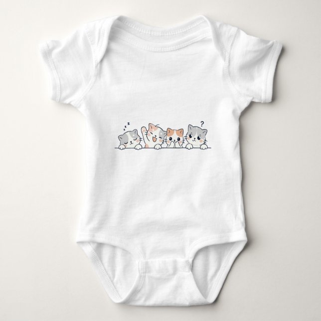 Body Para Bebê Cute Cat Friends Baby Bodysuit (Frente)