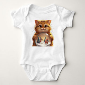 Body Para Bebê Cute Christmas Cat Snow Globe Baby Jersey Bodysuit