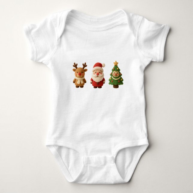 Body Para Bebê Cute Christmas Characters Baby Bodysuit – Reindeer (Frente)