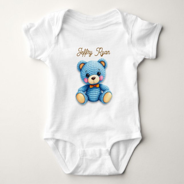 Body Para Bebê Cute Crochet Bear Personalized  (Frente)
