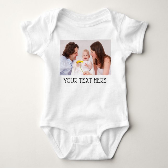 Body Para Bebê Cute Custom Photo & Name Text White (Frente)