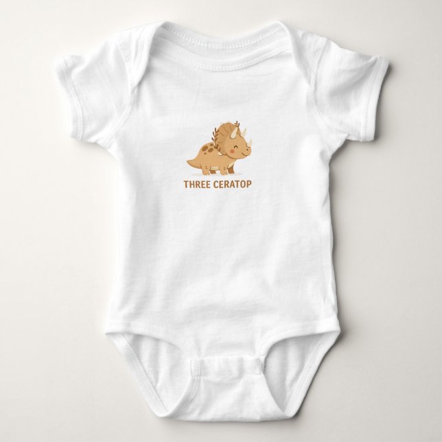 Body Para Bebê Cute Dino Pun – Tricera-Top (Frente)