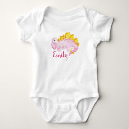 Body Para Bebê Cute dinossauro rosa pintura aquarela dinozaur pac