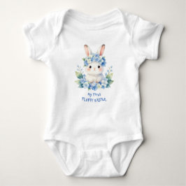 Body Para Bebê Cute Easter Bunny Watercolor with Hydrangea