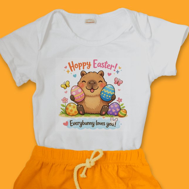 Body Para Bebê Cute Easter Capybara Eggs Bunny (Criador carregado)