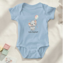Cute Elephant Watercolor Balloon Baby Bodysuit