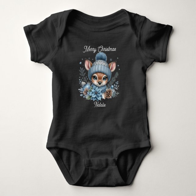 Body Para Bebê cute fawn/deer Christmas holiday T-Shirt (Frente)