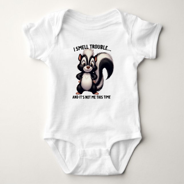 BODY PARA BEBÊ CUTE FUNNY BLACK AND WHITE SKUNK SAYING (Frente)