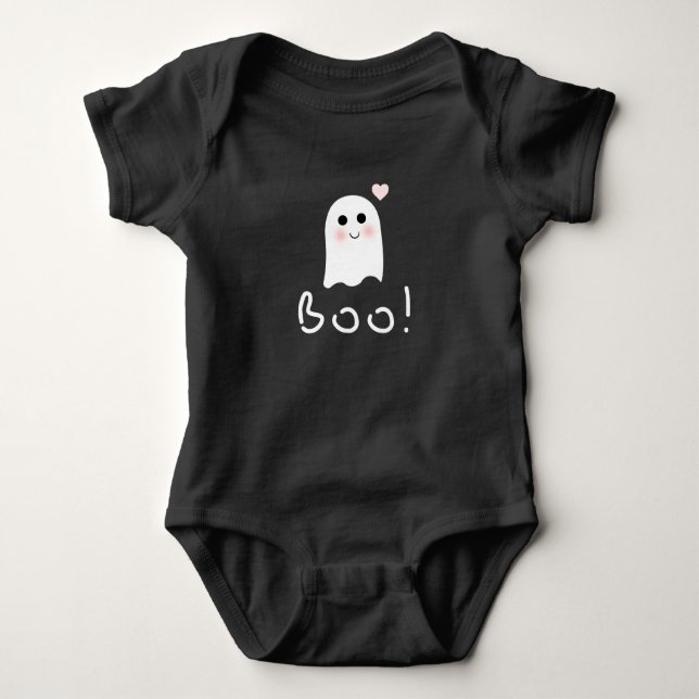 Body Para Bebê Cute Ghost Boo Feliz Halloween Jersey Bodydress (Frente)