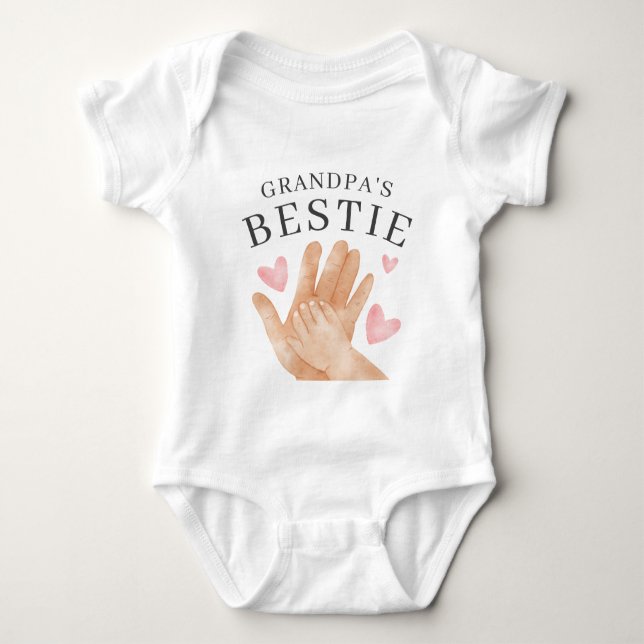 Body Para Bebê Cute Grandpa's Bestie Heart and Hands (Frente)