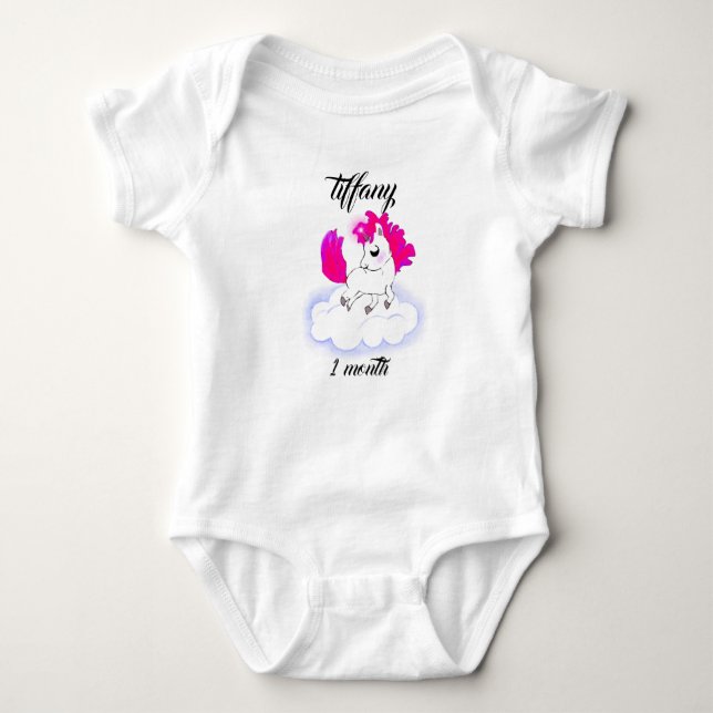 Body Para Bebê cute Happiness magic blue unicorn (Frente)