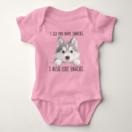 Body Para Bebê Cute Husky Dog Snacks Quote Funny Minimalist