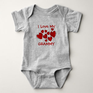 Body Para Bebê Cute I Love My Grammy Red Hearts New Avô