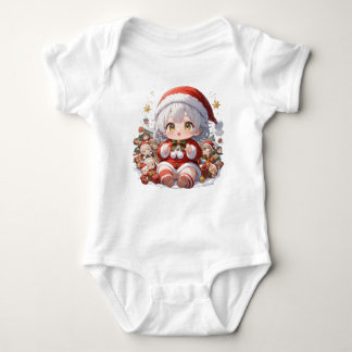 Body Para Bebê Cute Kawaii Chibi Anime Girl Santa Christmas Holid