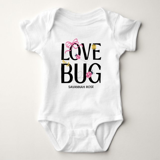 Body Para Bebê Cute Ladybug Pink Girl Baby Shower (Frente)