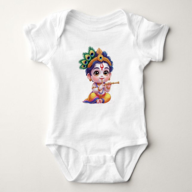 Body Para Bebê Cute Little Krishna Baby Art Outfit – Hindu God (Frente)