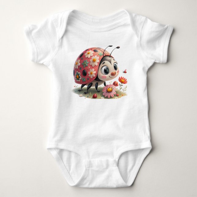 Body Para Bebê Cute Little Ladybug Baby Bodysuit - Sweet Nature I (Frente)
