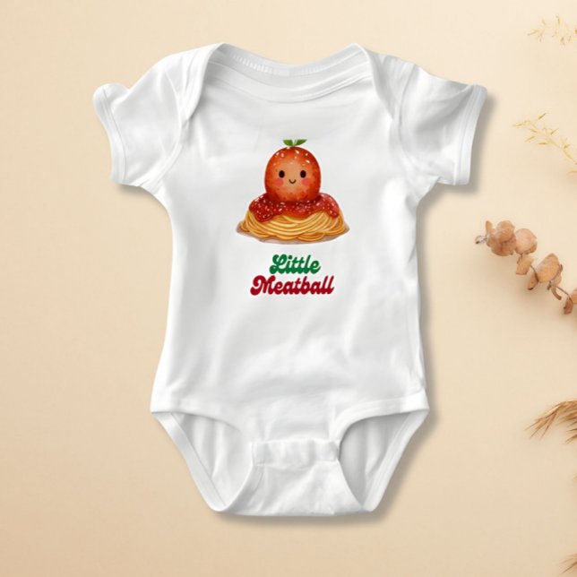 Body Para Bebê Cute "Little Meatball" Italian Baby Bodysuit (grandma gift, sunday dinner, newborn announcement, saucy baby, baby shower idea, italy, foodie baby,)