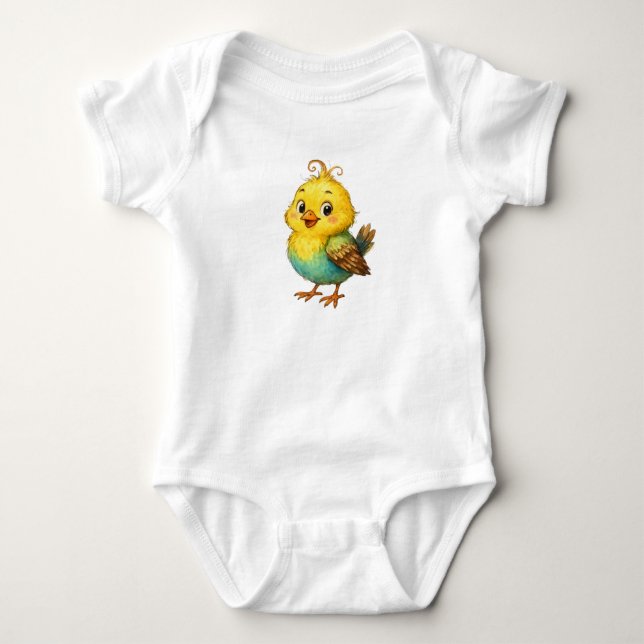 Body Para Bebê Cute Little Yellow Chick Baby Bodysuit (Frente)