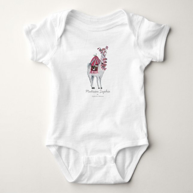 Body Para Bebê Cute Llama Animal | Menina | Roupa de bebê (Frente)