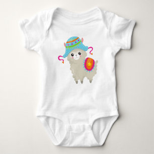 Body Para Bebê Cute Llama, Little Llama, Alpaca, Llama Com Chapéu