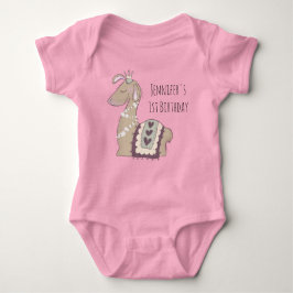 Body Para Bebê Cute Llama Princess Vestindo um Aniversário Coroa