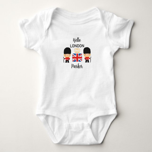 Body Para Bebê Cute London Guarda Baby Boy Name Inglaterra (Frente)
