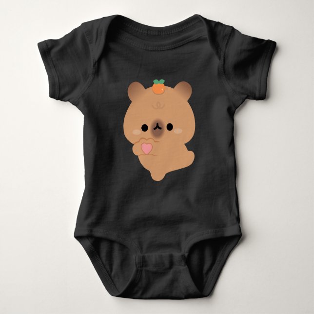 Body Para Bebê Cute Love Capybara (Frente)