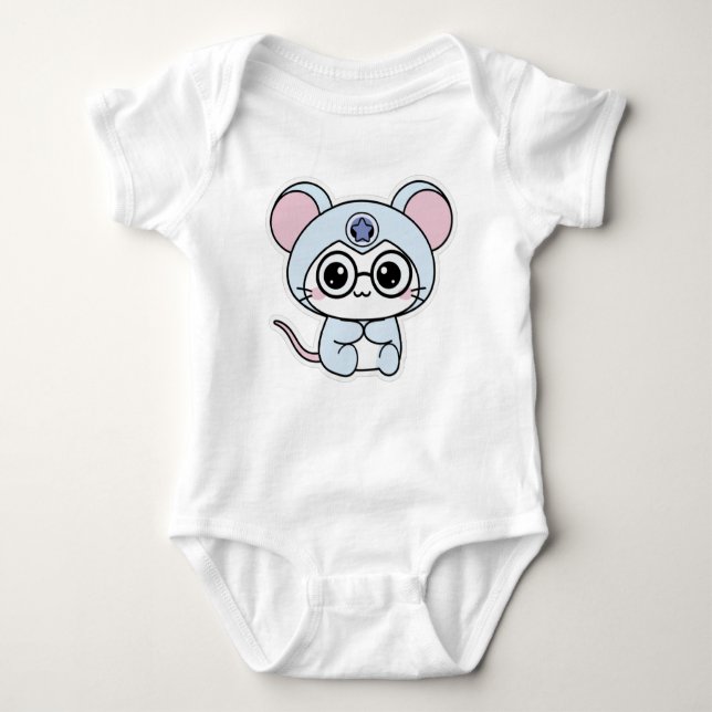 Body Para Bebê Cute lovely little mouse (Frente)