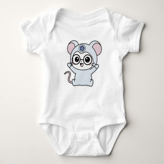 Body Para Bebê Cute lovely little mouse  (Frente)