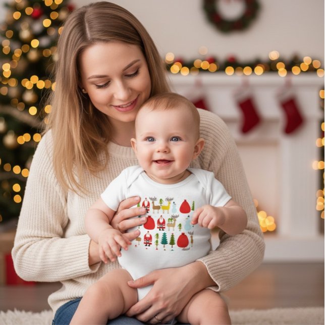 Body Para Bebê Cute Minimalist Christmas Santa Reindeer Bodysuit (Criador carregado)