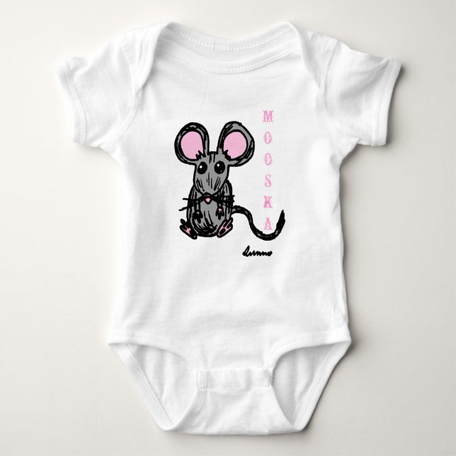Body Para Bebê Cute Mooska Mouse Criança Creeper (Frente)