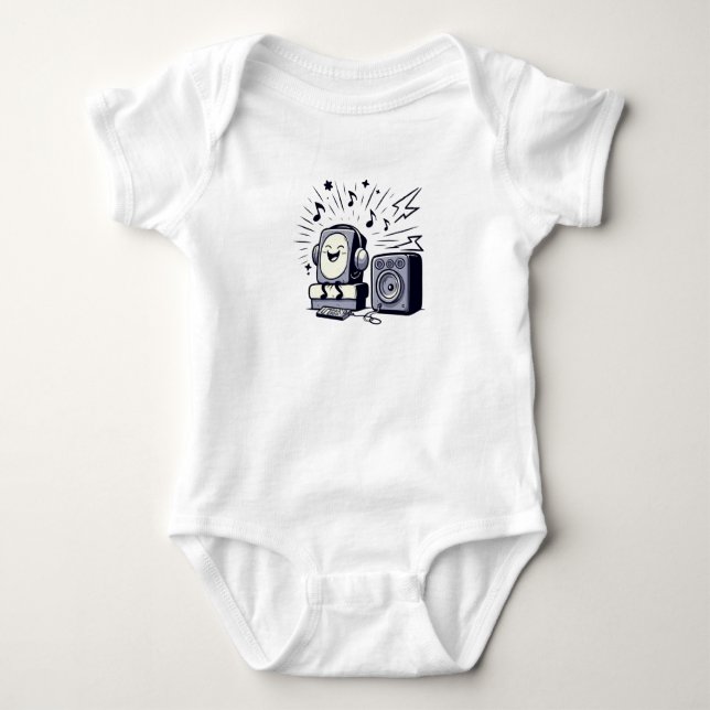 Body Para Bebê Cute Music Lover – Adorable Cartoon Baby Bodysuit (Frente)