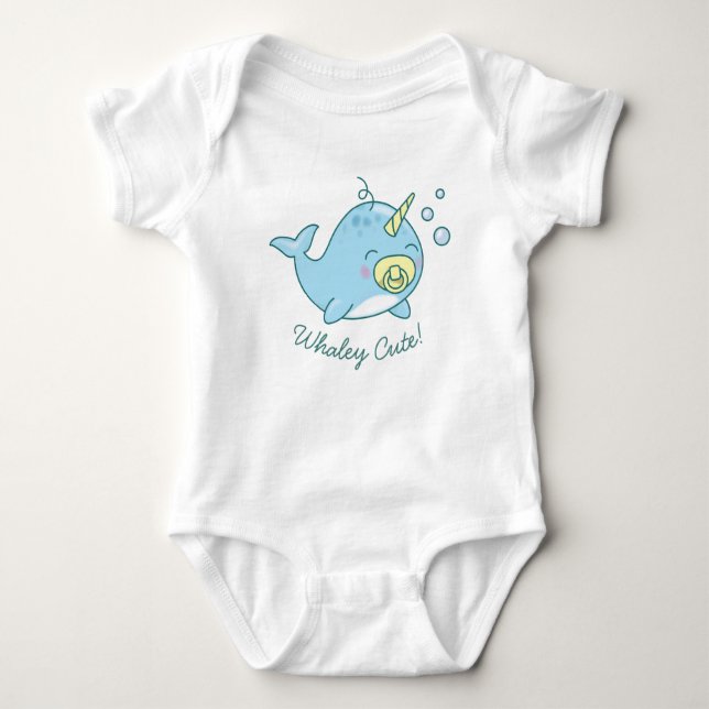 Body Para Bebê Cute Narwhale Chá de fraldas Kawaii Whaley Cute (Frente)