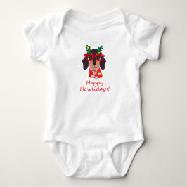 Body Para Bebê Cute Natal engraçado do cão dachshund Feliz Howlid