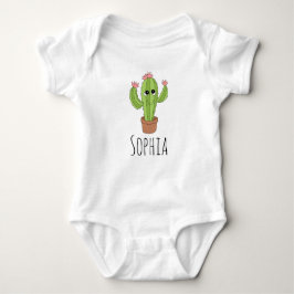 Body Para Bebê Cute Neutro Kawaii Cactus Plant e Name