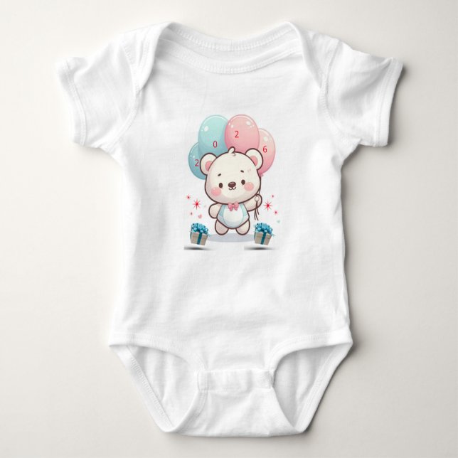 Body Para Bebê Cute New Year Baby Bodysuit (Frente)