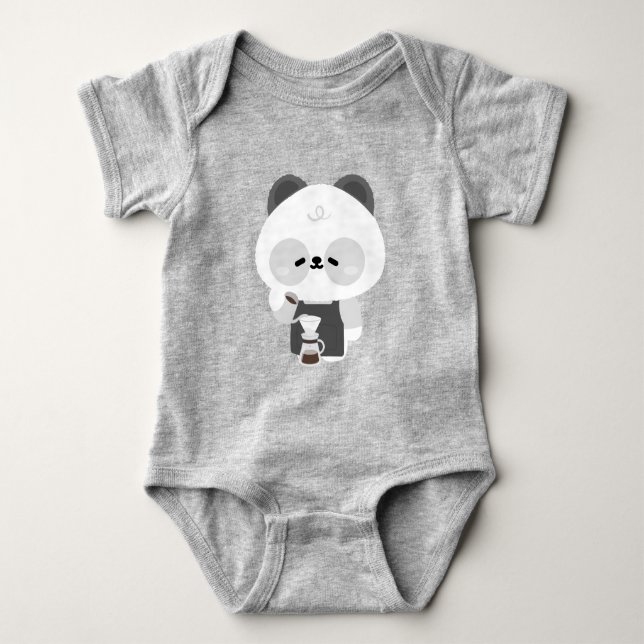 Body Para Bebê Cute Panda Barista (Frente)