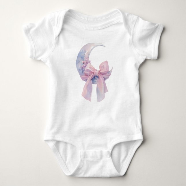 Body Para Bebê Cute pastel half moon with bow soft aesthetic (Frente)