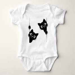 Body Para Bebê Cute Peekaboo Black Cats T-Shirt