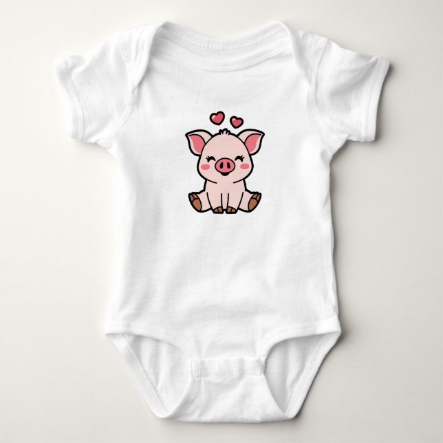 Body Para Bebê Cute Piggy Bank (Frente)