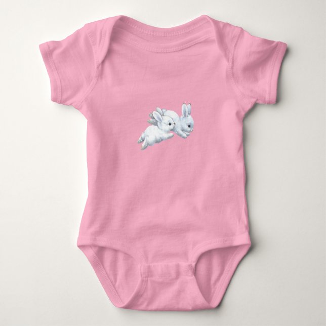 Body Para Bebê Cute Pink Bunny Baby Girl Bodysuit (Frente)