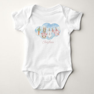 Body Para Bebê Cute Pink Clothesline Peter the Rabbit
