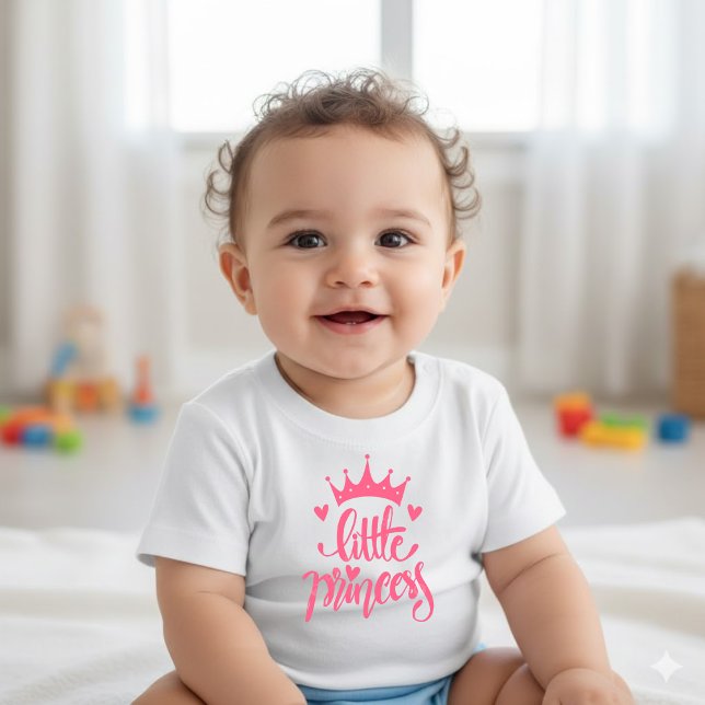 Body Para Bebê Cute Pink Crown Little Princess Baby T-Shirt (Criador carregado)